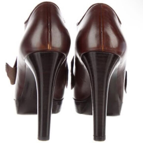 Ralph Lauren 2007 Runway Collection Made in Italy Brown Calf Platform Bow Bootie - Picture 10 of 16